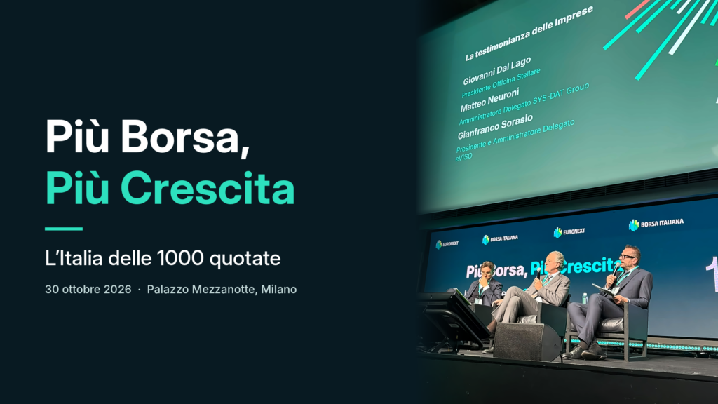 Più Borsa, Più Crescita: a Palazzo Mezzanotte la testimonianza di eVISO sulla quotazione come leva di crescita